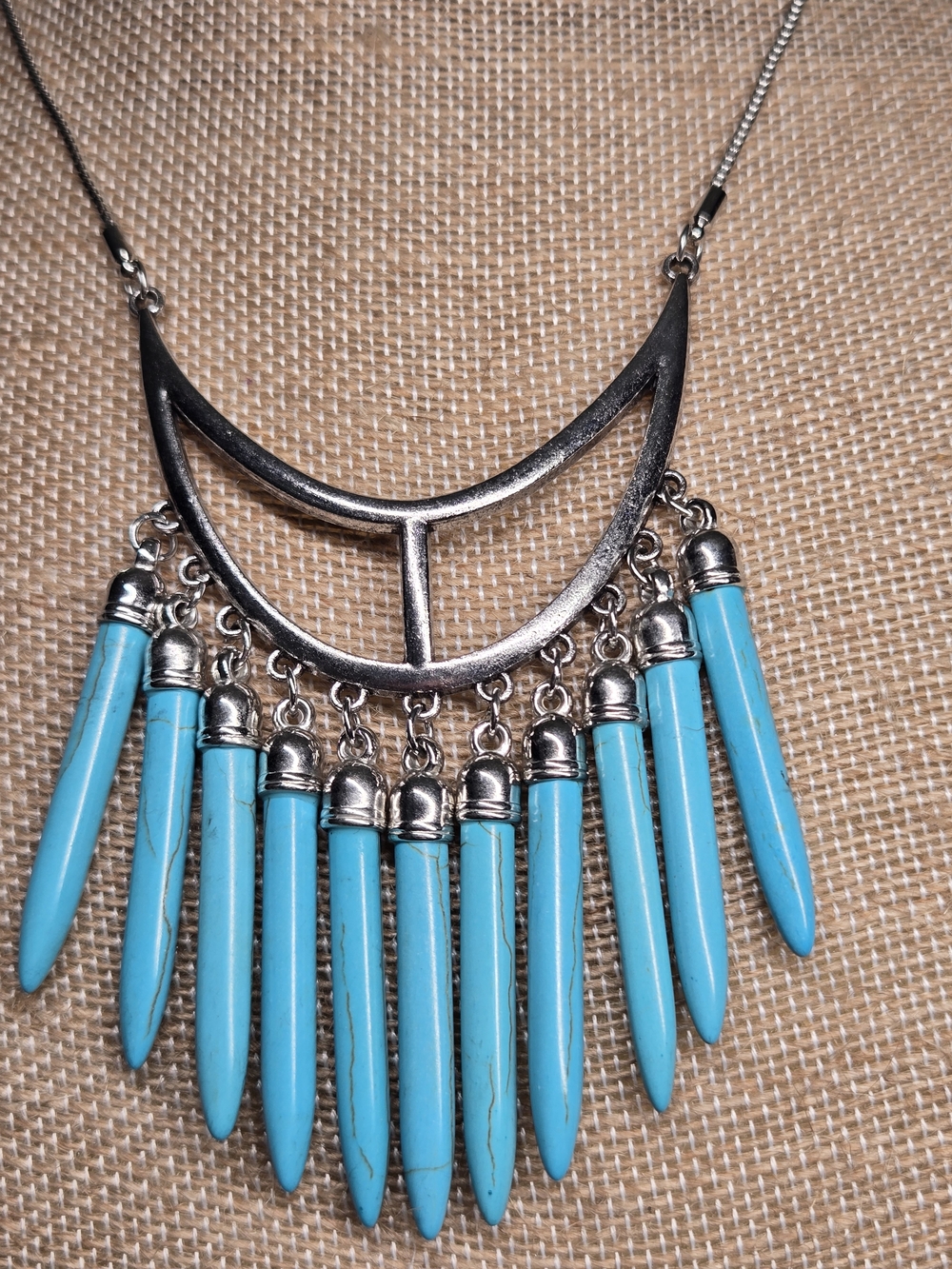 Turquoise Acrylic Spike Pendant Necklace - Women Jewelry